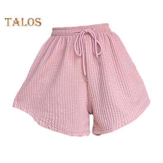 Summer Women Shorts Drawstring High Elastic Waist Loose Irrgular Hem Plus Size Pocketed Pure Color A-line Thin Casual Sport Homewear Short Pants