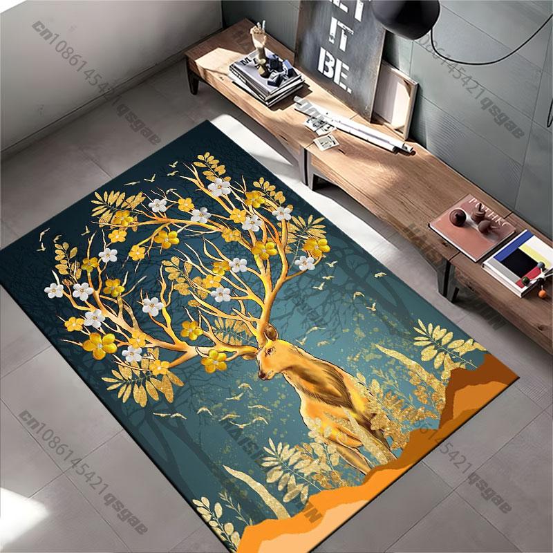 Nature harmony with majestic deer carpet Yoga living room room decor children's crawling mat doormat area rug games mat