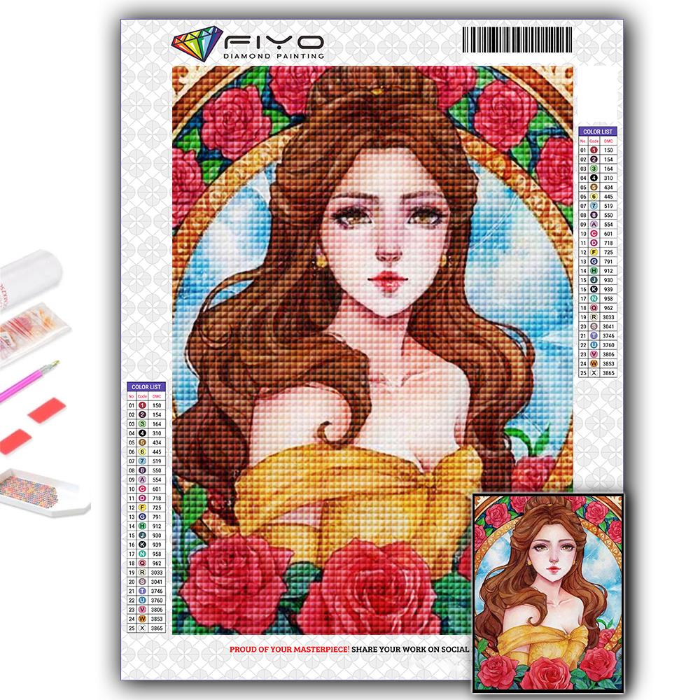 Diamant-Malerei, Blume und Mädchen, Stickerei, Kreuzstich, Strass, Heimdekoration
