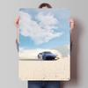 Blue Sports Car Drifting Printed Poster Customized Wall Art Retro Vintage Metal Tin Signs for Garage Mancave Decoration Room