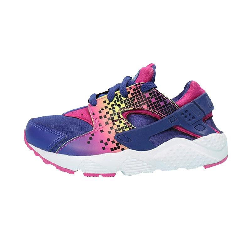 

Nike Huarache Run Print Удобные Нескользящие Прочные Низкие Кроссовки для Бега Детские Кроссовки Синие Фиолетовые Розовые 704947-500 28