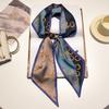 New Summer Small Long Striped Silk Scarf for Women with Versatile Extra Long Hair Strap Scarf Korean Diamond Strap Streamer