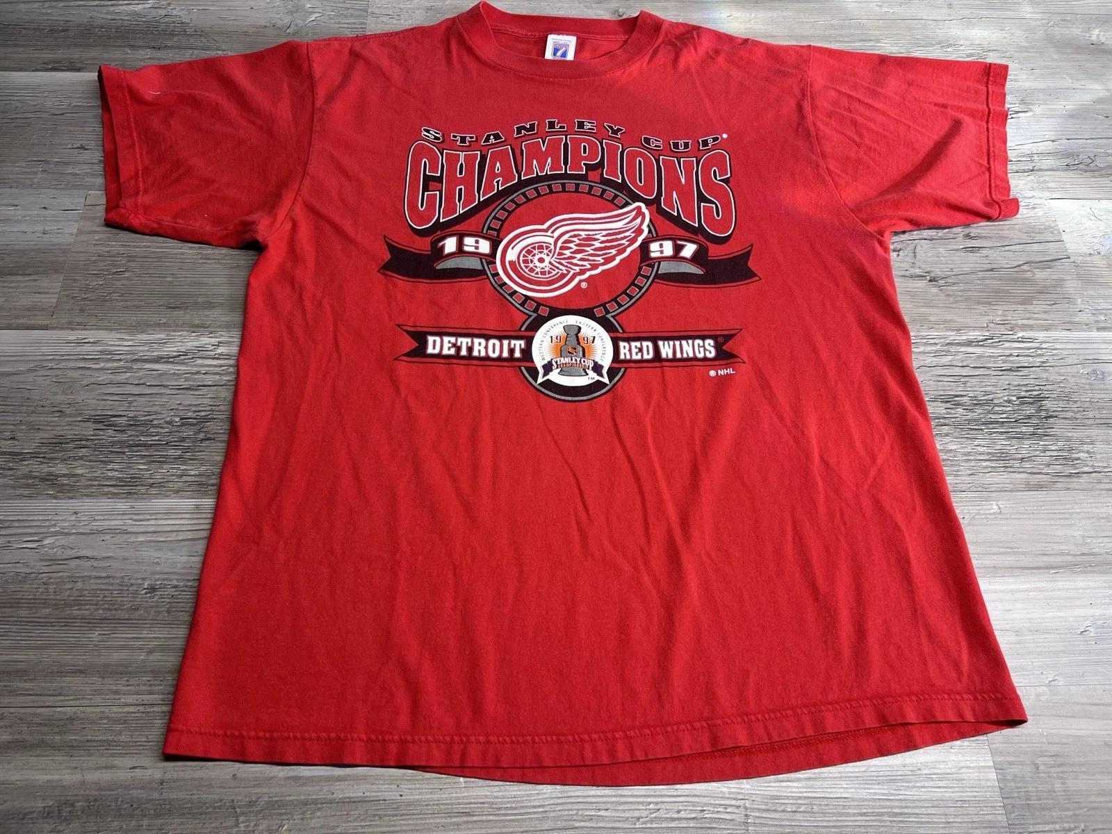 Винтажная футболка Detroit Red Wings Мужская XL Красная 1997 Хоккей НХЛ Чемпионы Кубка Стэнли 2XL