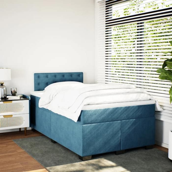 Maison Exclusive - Sommier à lattes de lit et matelas bleu foncé 120x190cm velours