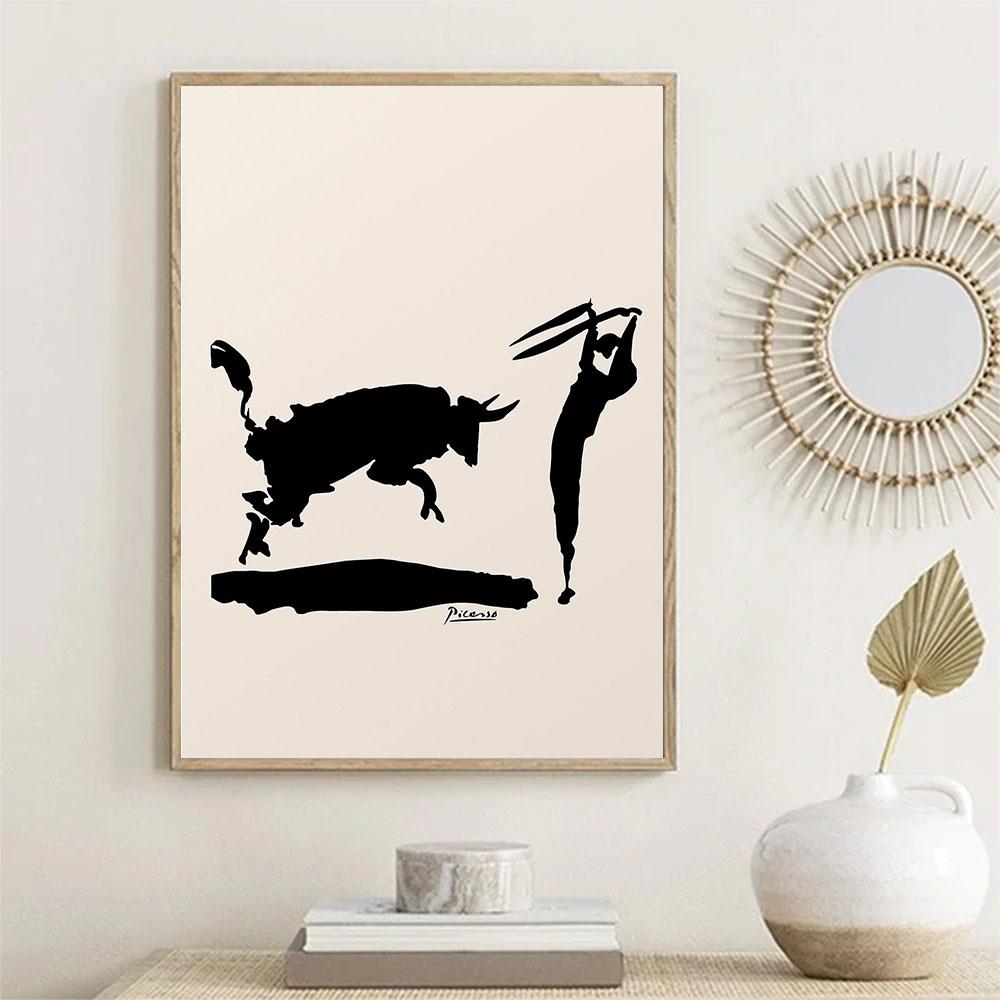 Picasso Kiss Art Bullfight Square Don Quixote Museum Exhibition Poster Wall Hanging Pablo Home Decor Accessories Canvas Painting