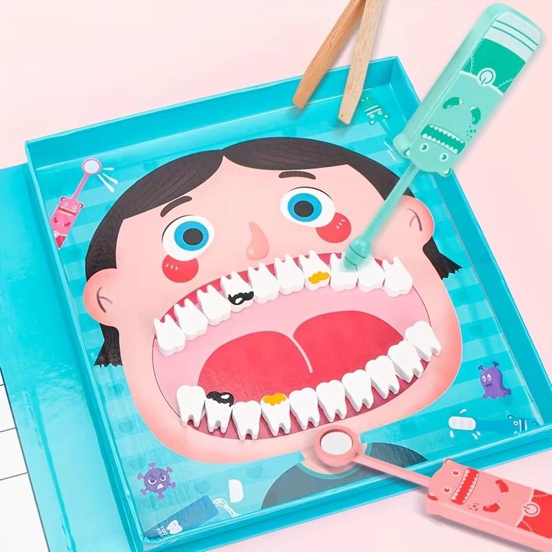 Children's Dentist Nurse Toys, Simulation Dentist Games, Play House Role Play, Oral Cognition, Oral Cleaning Wooden Toy Sets