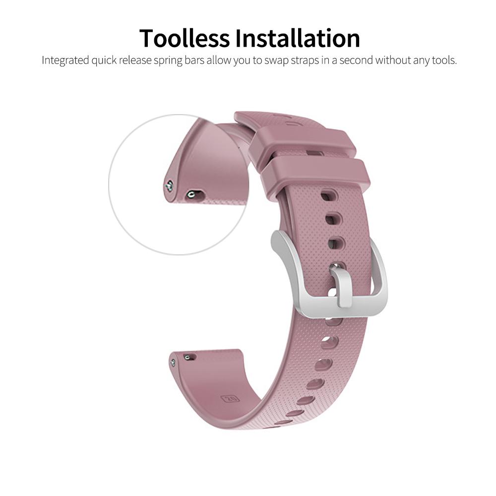 22mm Unisex Silicone Replacement Watch Strap with Quick Release Spring Silver Buckle Compatible with Watch, Black
