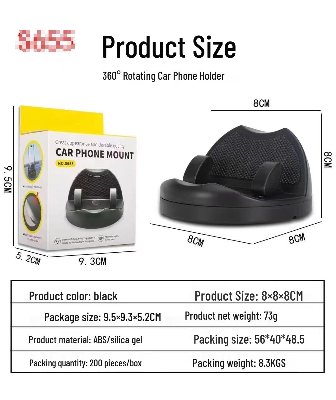 360° Rotatable Dashboard Phone Holder with Temporary Parking Number Plate