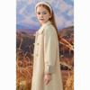 Casaco de Lã Fashion para Meninas para Outono e Inverno Casaco Longo de Lã Acolchoado de Algodão Casual Infantil Bege