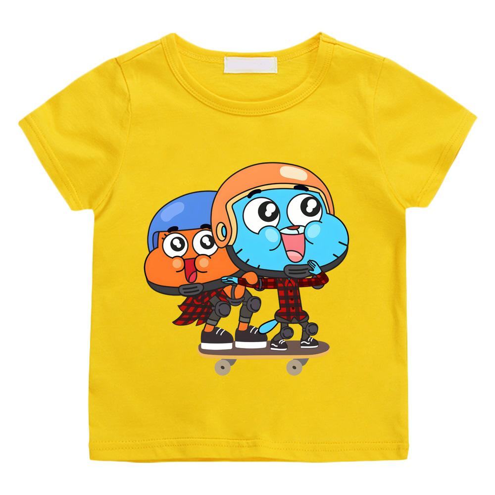 The Wonderfully Weird World of Gumball Print Casual T-shirts Kids High Quality Cotton Tee Children Intellectual Funny T-shirt Anime T-shirt summer Top