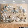 Tissu à thème avion 2D ours en peluche montgolfière arrière-plan polyester durable pour fêtes à thème