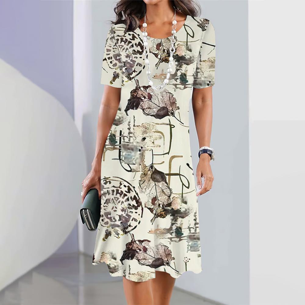 Damen Elegante Kleider Sommer Mittellanges Kleid