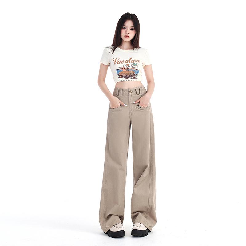Autumn 2024 Korean High-Waist Wide-Leg Casual Pants for Women
