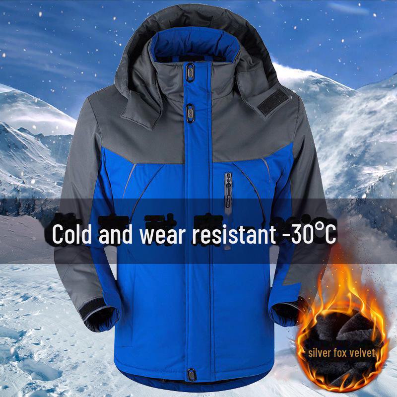 Men's Waterproof Winter Jacket with Velvet Lining - Thick, Warm, and Windproof Design for Outdoor Wear