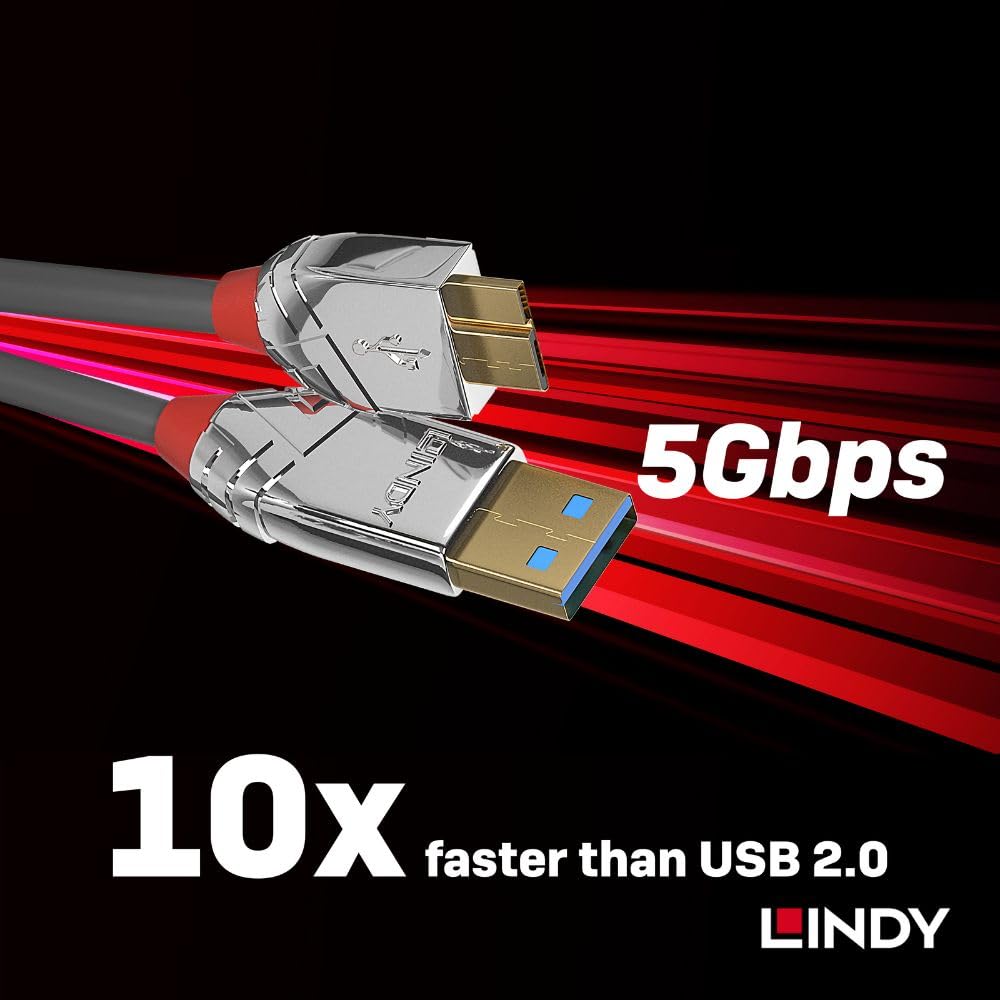 LINDY CROMO LINE USB to Cable 0.5m 3.0 Type-A Micro-B (Part Number 36656)