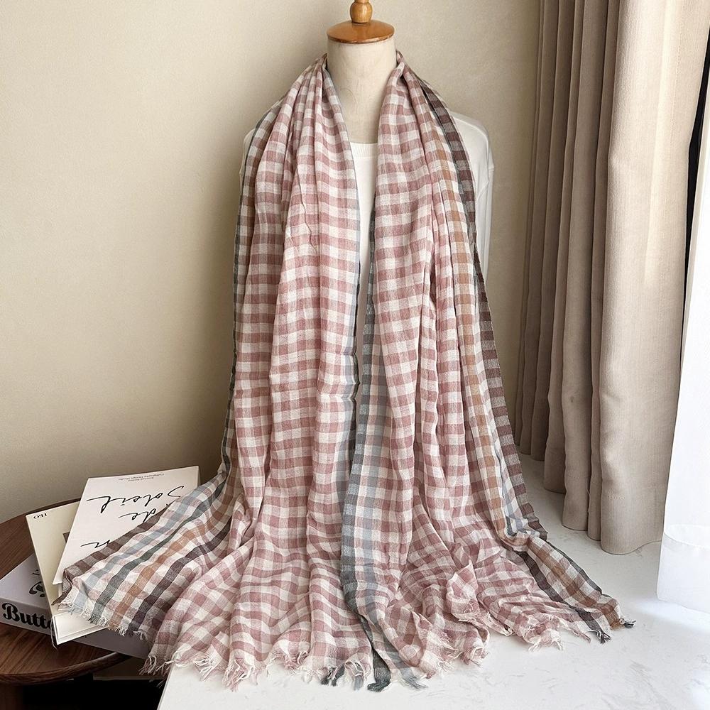 

Новый осенне-зимний тонкий шарф из смесовой шерсти, длинный винтажный клетчатый шарф для женщин 200*90 см 90x200cm