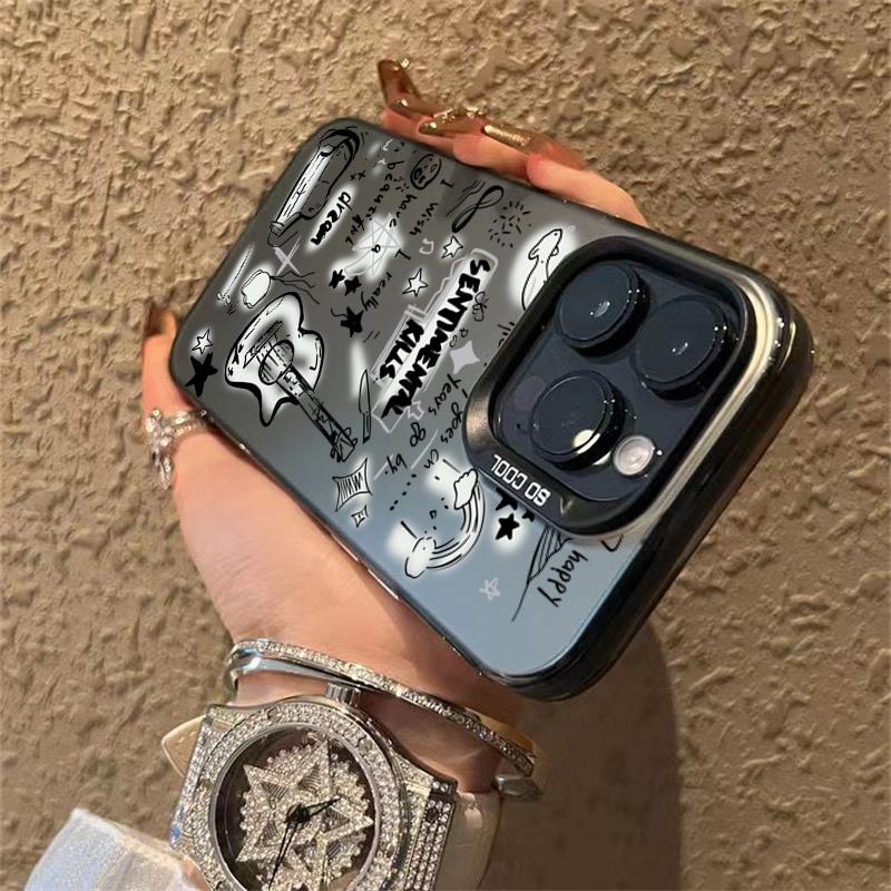Fashion Graffiti Guitar Kitten Phone Case For  Redmi Note 13 11 12 Pro Plus 5G 11S 12S 10S 13C 4G Plating Matte Cover