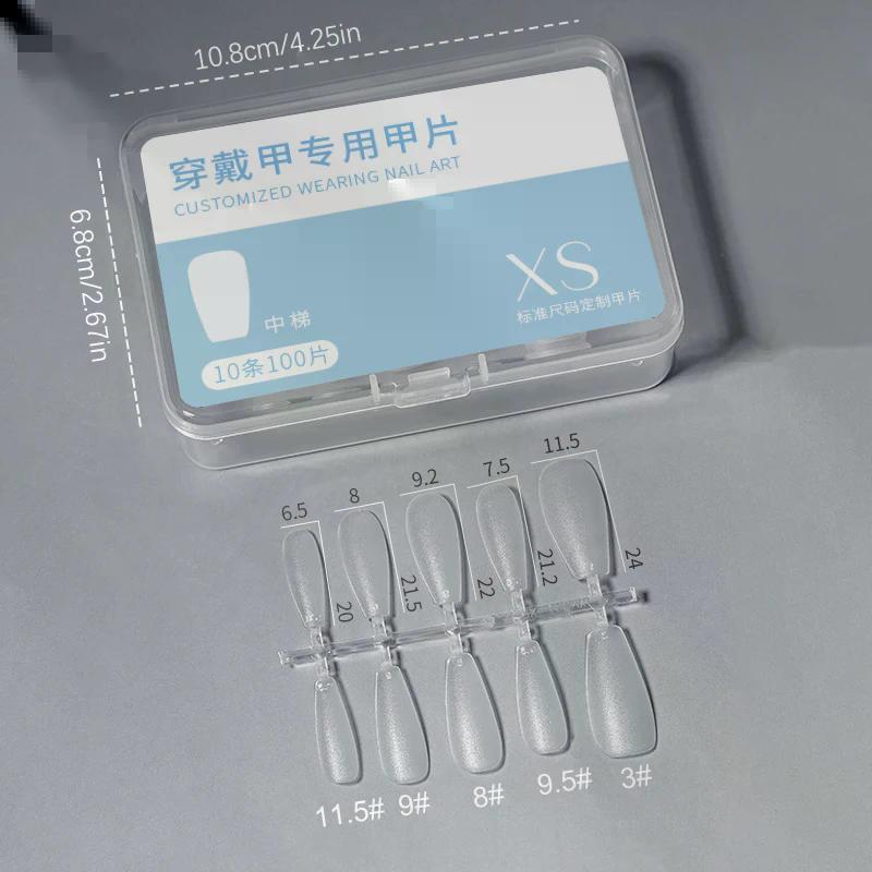 100Pcs/box Single Size Full Cover Nail Tips Clear Press On The Tip Nail Matte False Nail Tips Nail Extension Art Salon