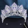 Royal Queen Opal Green Crown Big Diadem Bride Crowns for Women Tiaras Wedding Party Bridal Crown Hair Dress Jewelry Accessori
