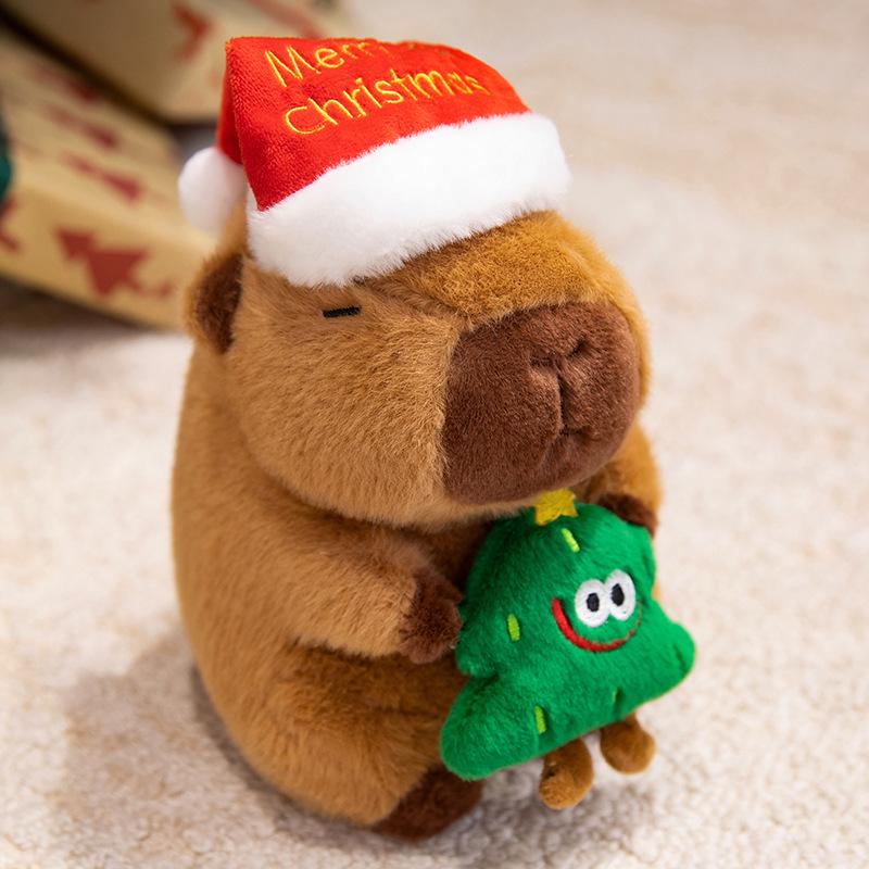 Christmas Capybara Plush Toy: Cute Small Doll & Hug Pillow