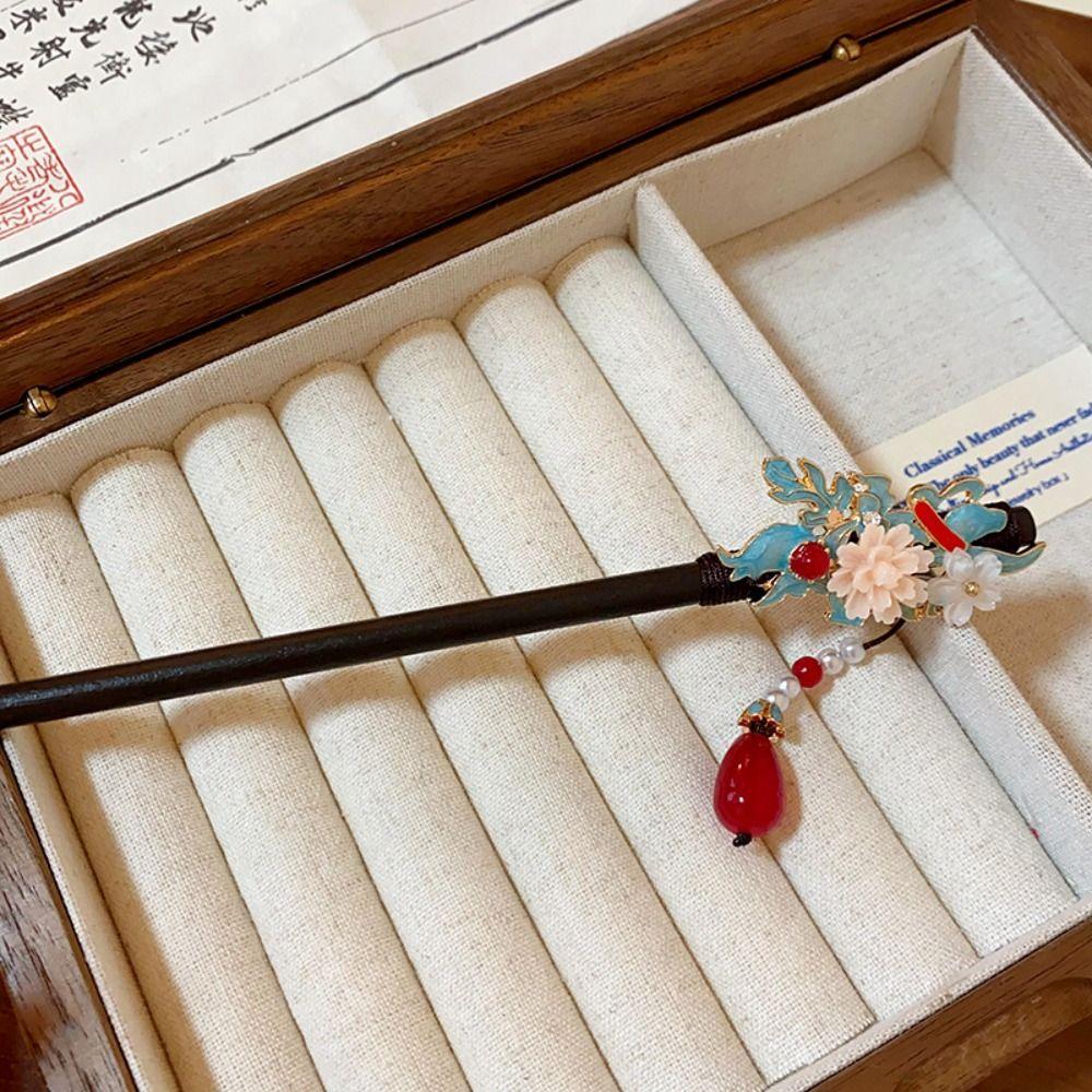 Wooden Hanfu Hair Chopsticks  Flower Hair Fork Elegant Chinese Style Hair Stick  Girls