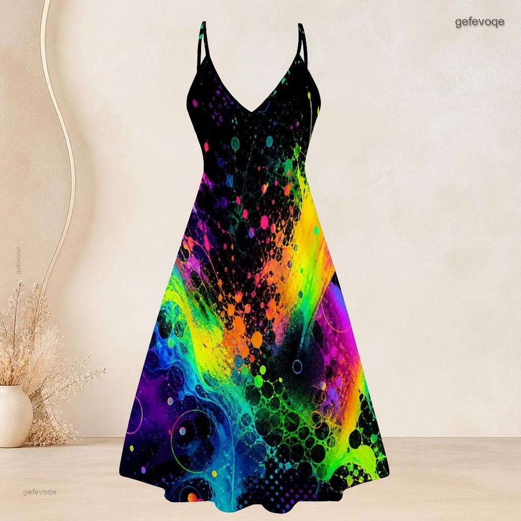 Women Plus Size Printed Two Piece Set Short Sleeve Draped Cardigan Strappy V Neck Flared Dress