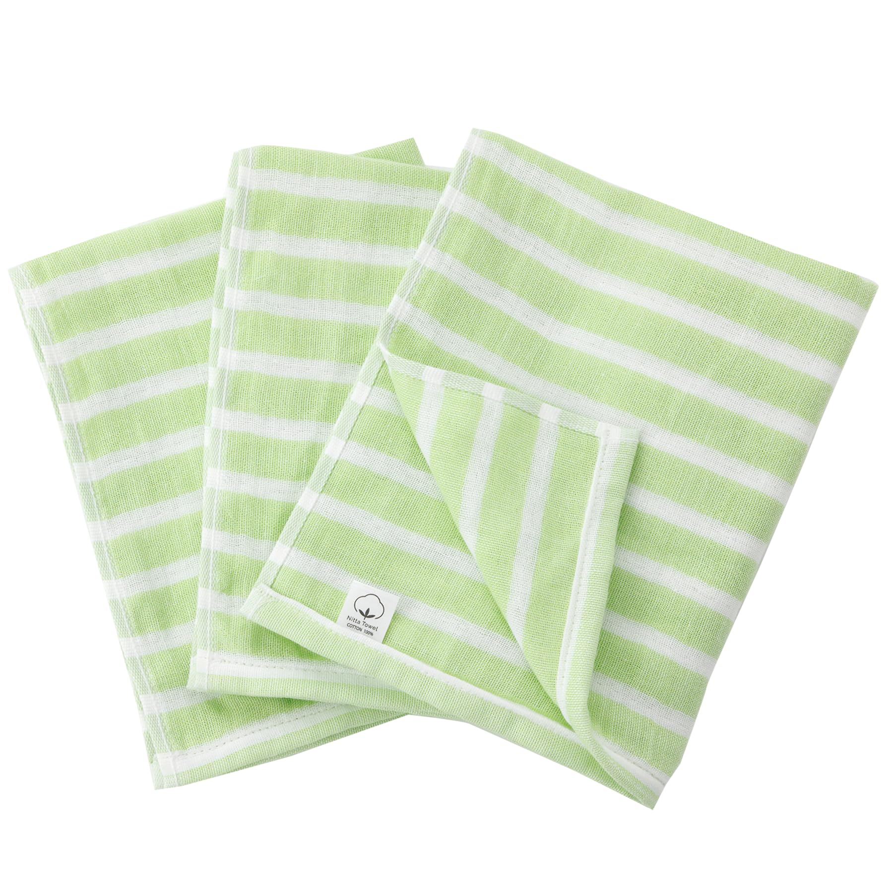 

Мукотовое марлевое полотенце с каймой Face Senshu Сделано в наборе из лаймового двухслойного полотенца, полотенца, тонкого, Япония, быстросохнущего, 3, лаймовый