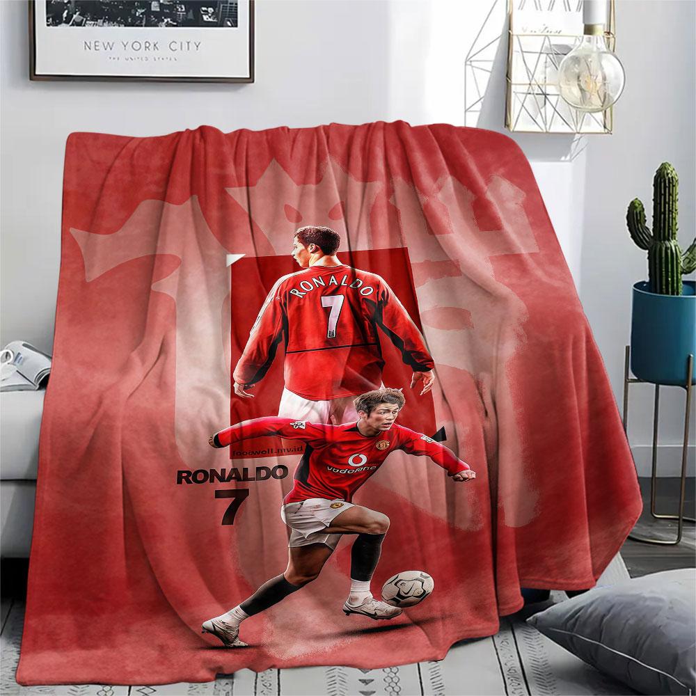 1PC CR7 Patterned Flannel Blanket Suitable For All Seasons for Home Decor Warmth and Comfort Gifts Holiday Present