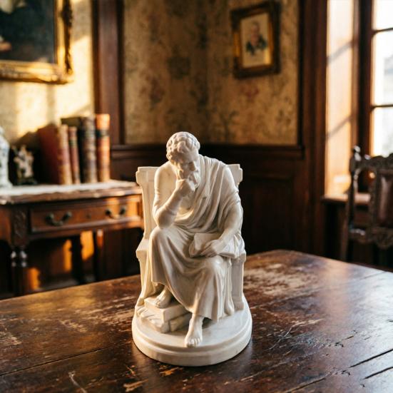 Ornaments with Philosopher Shape Stable Base 3D Printed Sculpture Retro Literary Desktop Decoration for Study Room Office Entrance Hall