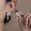 Fashion Light Luxury Pearl Flower Fringed Diamond Earrings Niche Design Temperament Gentle Earrings Women