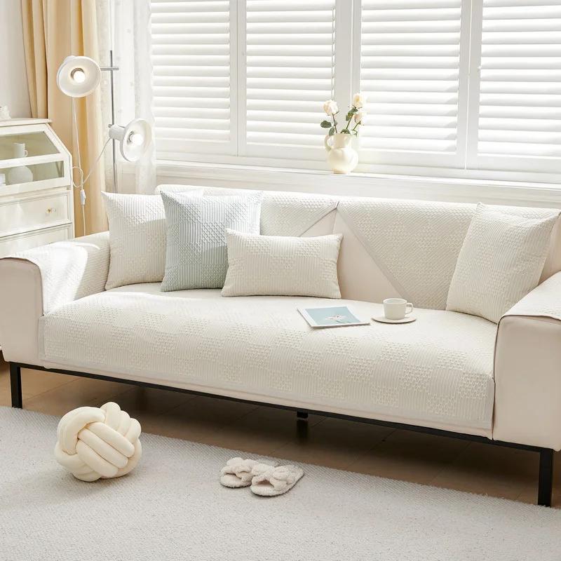 Modern Style New Style Sofa Cushion Four Seasons Universal Simple Non-Slip Cushion Back Towel Plush Sofa Cover Cover Cloth