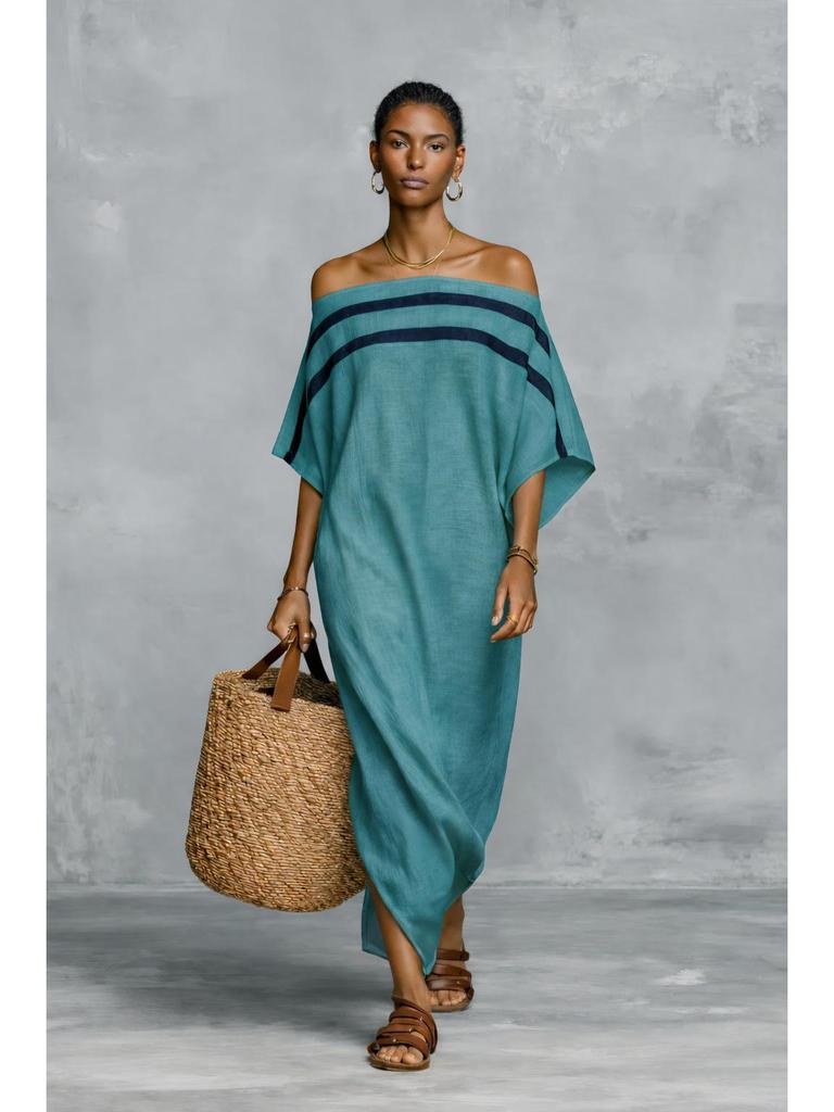 European Summer One-Shoulder Batwing Sleeve Maxi Dress for Women