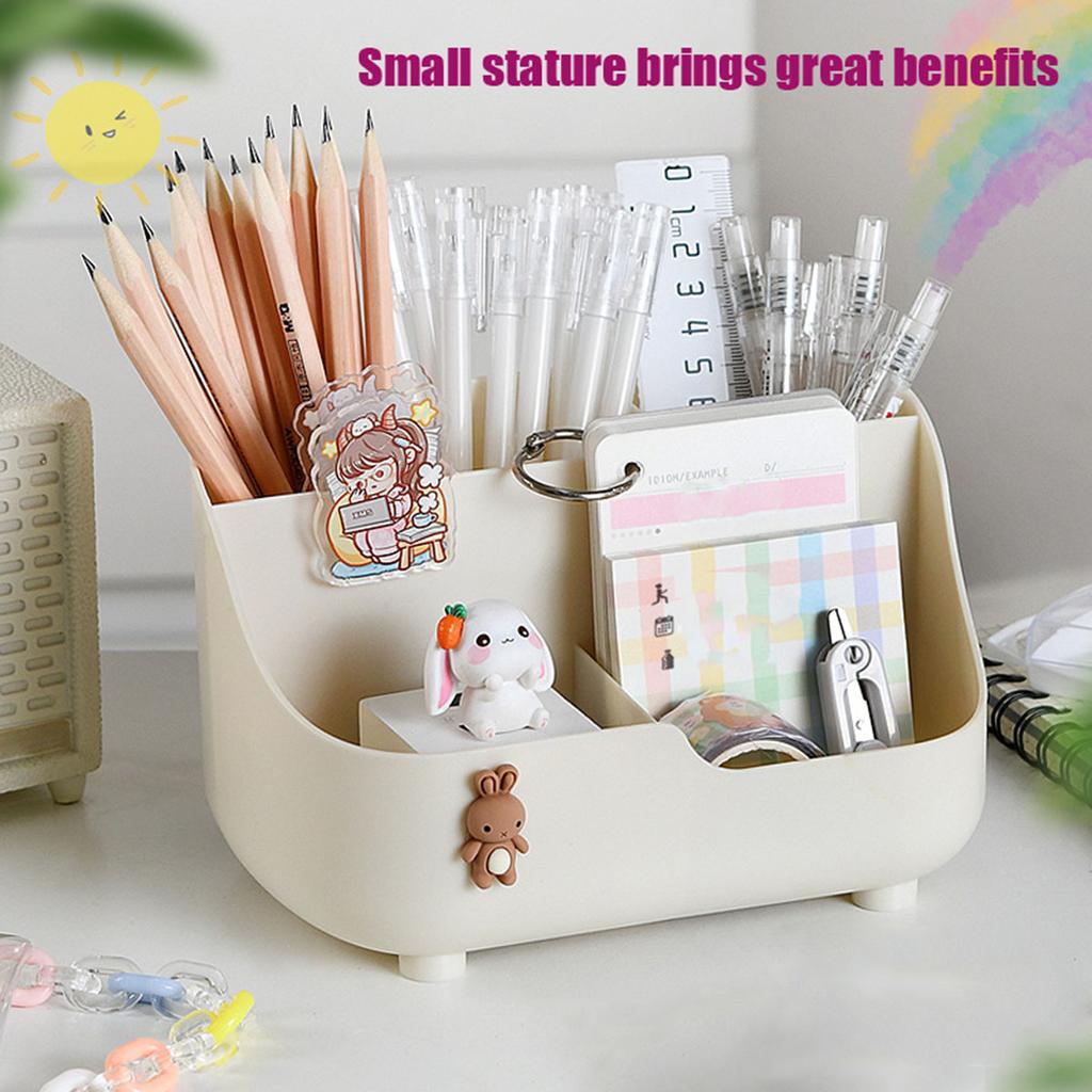 Stolní držák na pero Kawaii Velkokapacitní roztomilý úložný box na psací potřeby Kreativní kreslený držák na tužky Ins organizér na stůl pro dívky