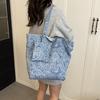 Xiaoxiangfeng camellia denim bag women's large-capacity tote bag 2025 new shopping bag commuter shoulder bag