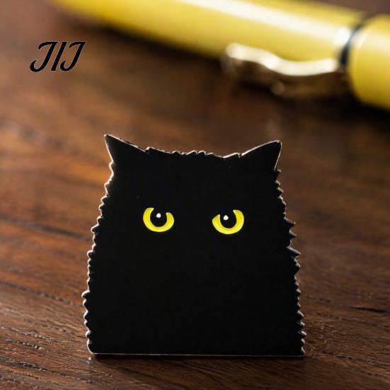 Canvas Bags Brooch Cartoon Black Cat Pin, Enamel Animal Lapel Pin for Collars Decorative Pins Men Women, Badge Clothing Scarves Sweaters Alloy