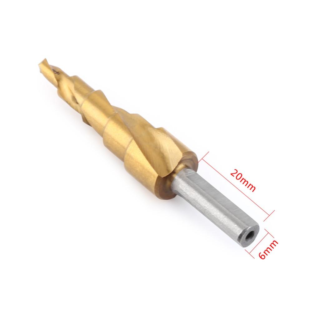 4mm-12mm HSS Step Drill Bit Spiral Flute Step Drill Bits Stepped Cone Drill Bit Drilling Tool