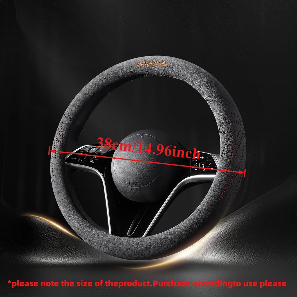 NEW Car steering wheel cover ultra-thin all-season suede leather high-grade non-slip sweat-absorbent handle cover winter