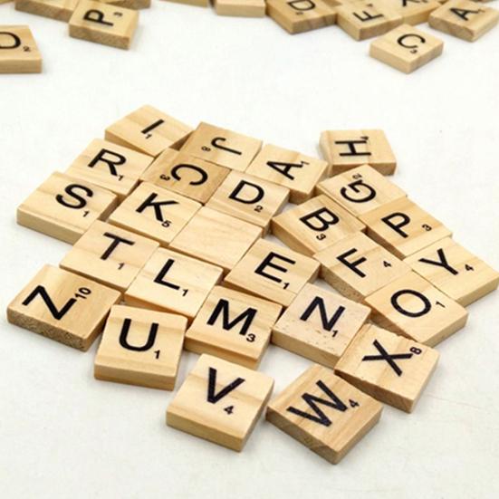 100 Pcs Wooden Alphabet Tiles English Letters DIY Wood Crafts Kids Toy 18x20mm