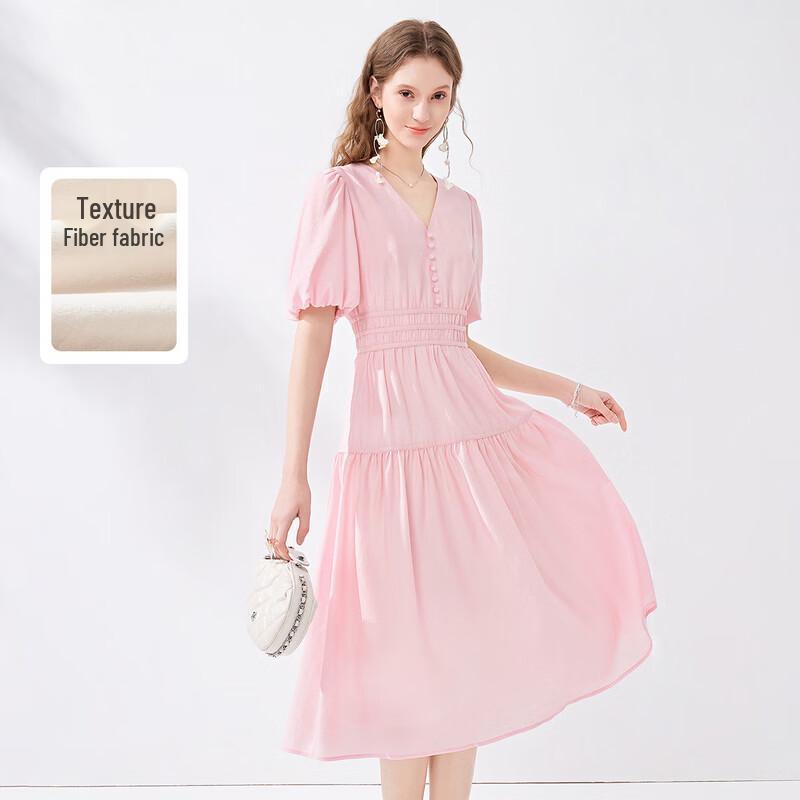 Charming V-Neck A-Line Midi Dress L