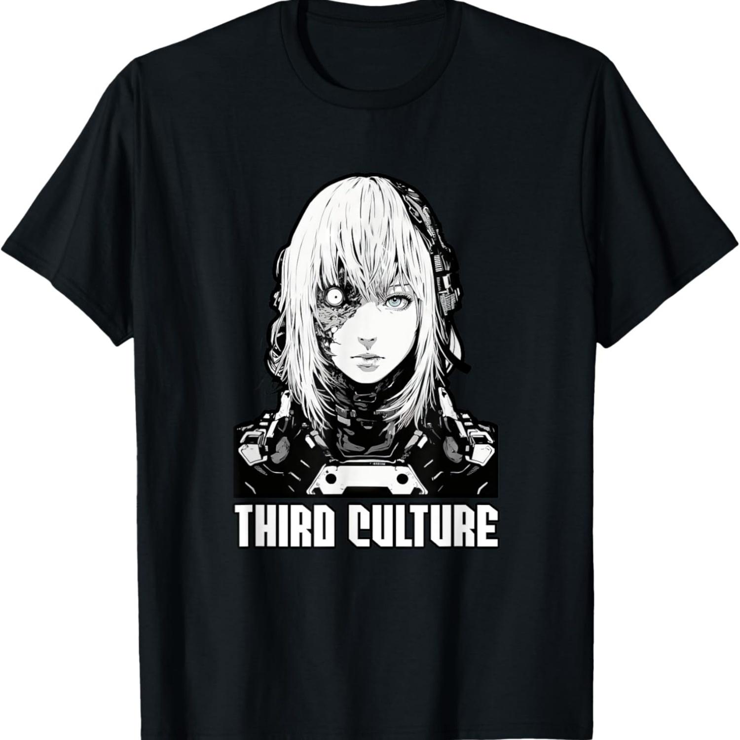 Киберпанк Робот Девушка Андроид Футуристическая Футболка S чёрный