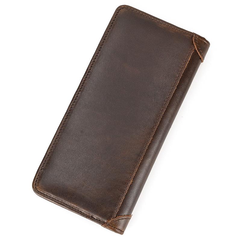 Genuine Leather Long Bifold Wallet for Men Classic Clutch Wallet with Phone Pocket Multi Card Slots Large Capacity Men Purse for Daily Use