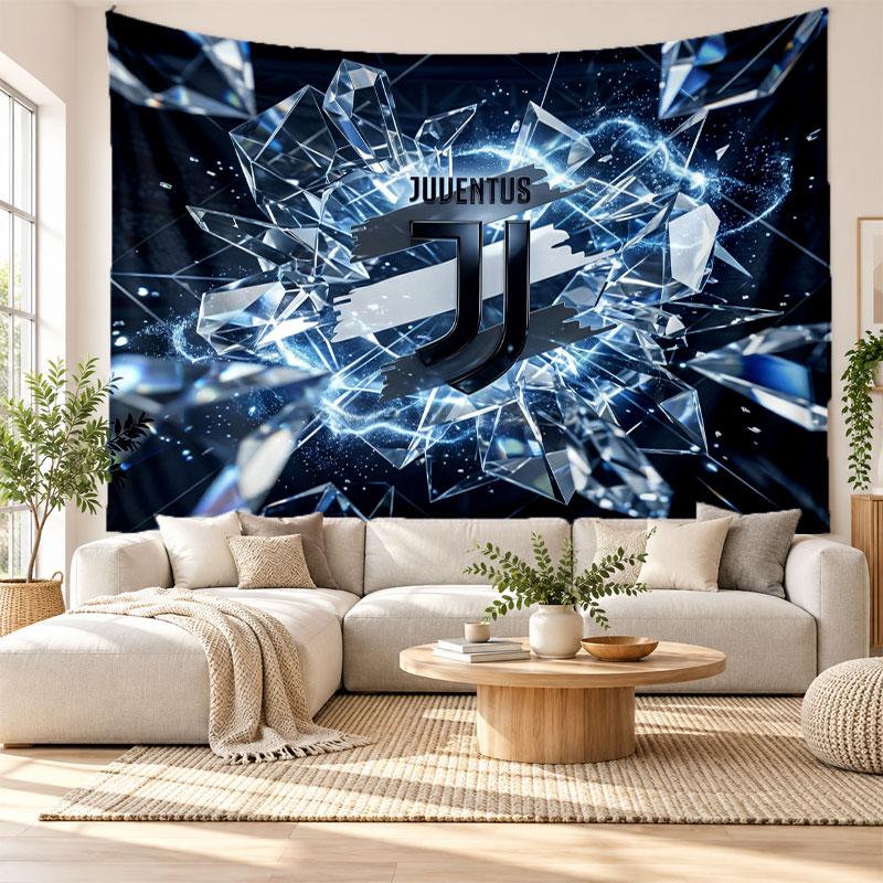 Juventus FC Wall Tapestry, Soft Fabric Wall Hanging, Decorative Backdrop For Bedroom Home Wall Art