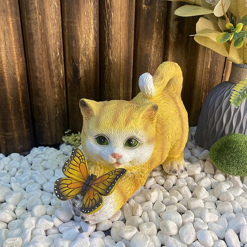 Cross-Border Garden Solar Kitten Lights: Cute Outdoor Resin Animal Ornaments