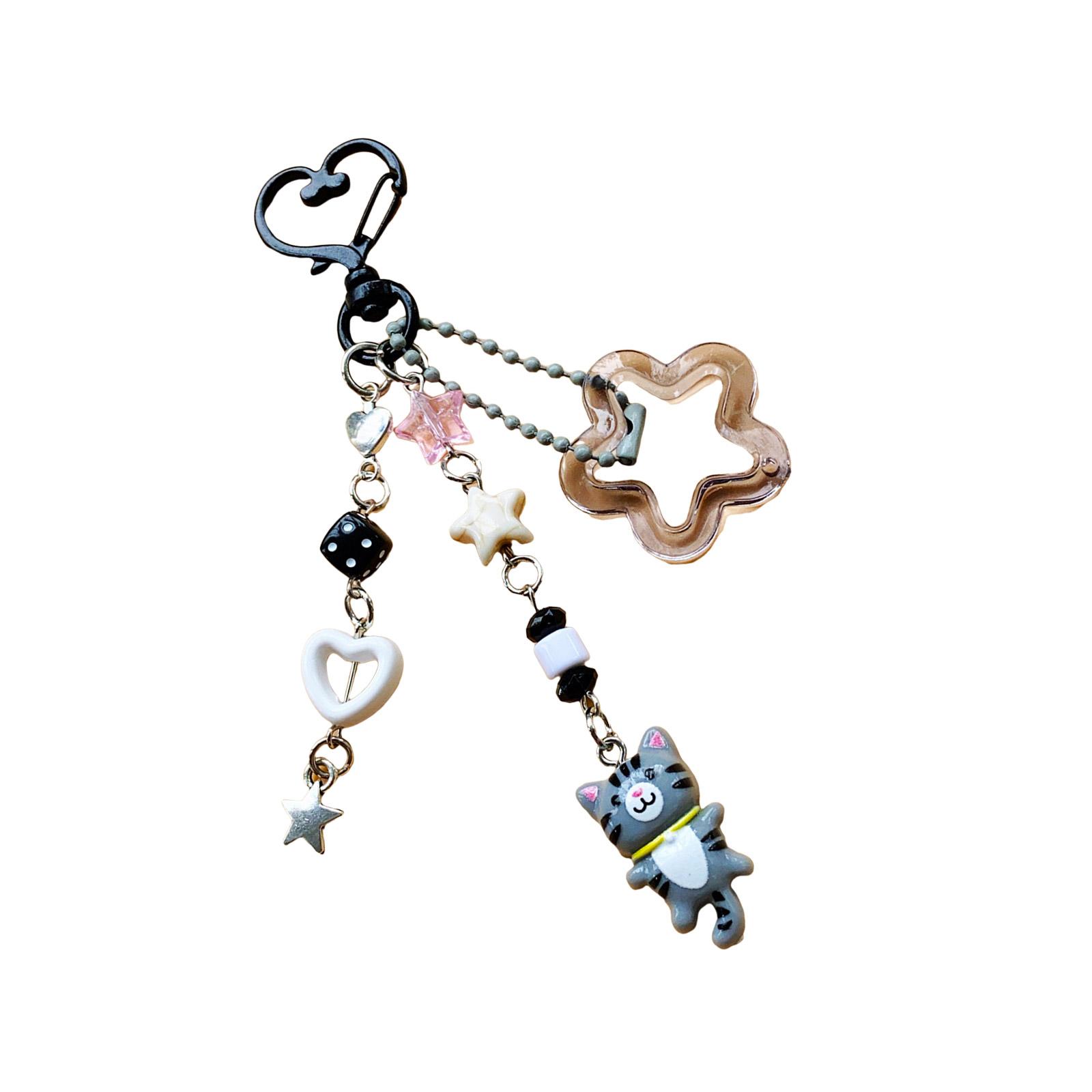 

Брелок-подвеска в виде мультяшного кота, разноцветный бисерный брелок, модный аксессуар для сумок и кошельков, креативный подарок чёрный