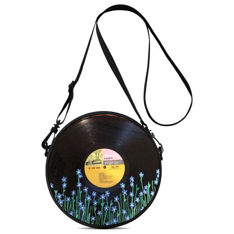 Women'S Personalized Vinyl Record Cosmetic Bag Shoulder Bag Backpack Storage Bag Polyester Travel Storage Bag