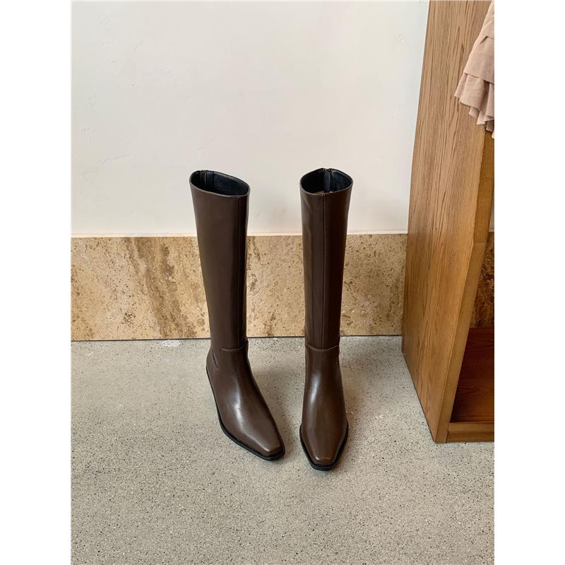 Long boots women's long tube tall tube thick sole autumn and winter British style square head thick heel new knight boots