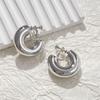 Vintage Oversize Chunky Round Circle Clip Earring for Women C Shape Tube Thick Without Pierced Hoop Earclips Jewelry Trendy