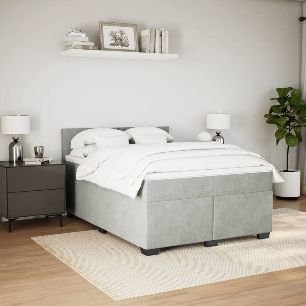 Vidaxl Letto Continentale Con Materasso, Grigio Chiaro, Velluto, 140X190Cm