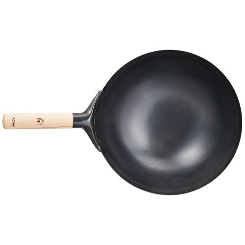 Endo Shoji TKG Wok, Beijing Style, 33cm, Wooden Handle, One-Handed, Size: 330 x Depth: 106mm, Weight: 1300g, Material: Iron, A staple in Chinese cuis