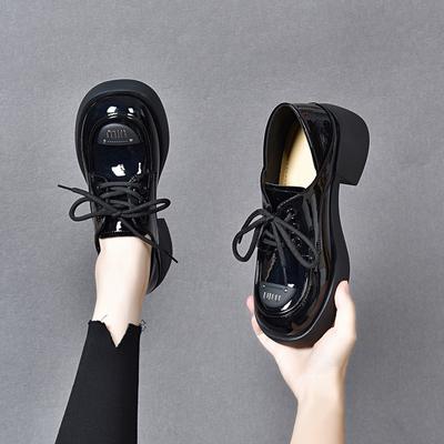 Chaussures à plateforme pour femmes niche personnalité à lacets imperméable talon table muffin une chaussure deux portés chaussures simples petites chaussures en cuir